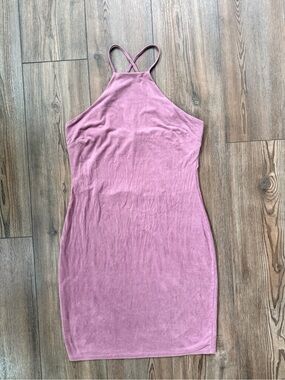 Windsor Mauve Faux Suede Halter Bodycon Mini Dress